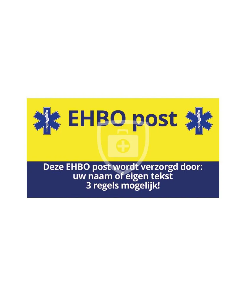 EHBO banner voor aan hek