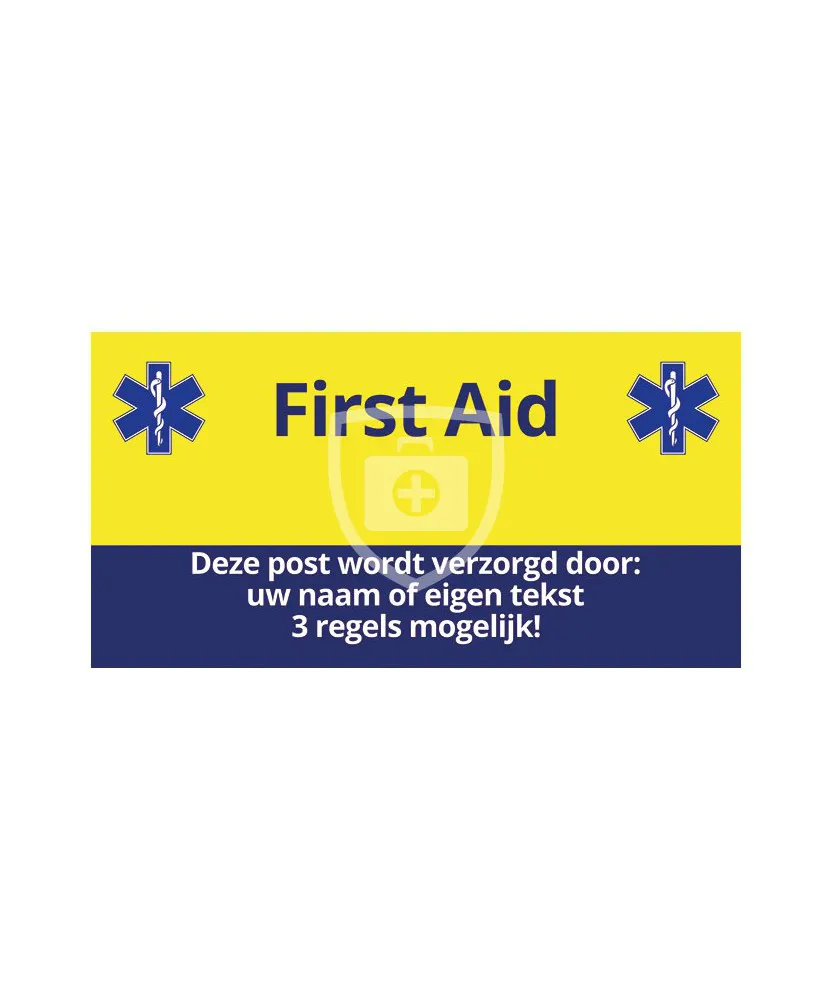 First Aid banner voor aan hek